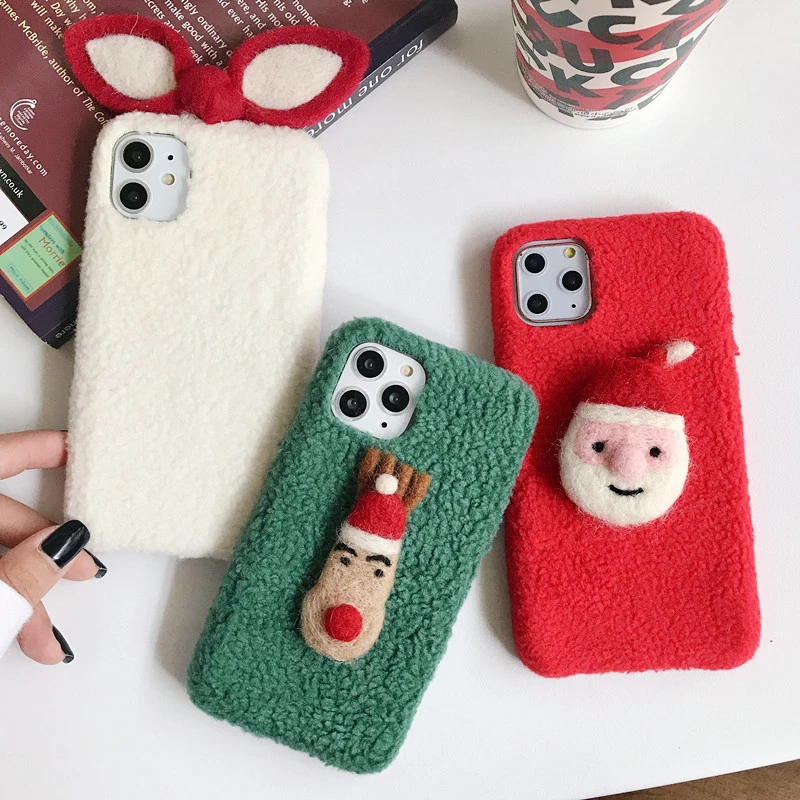 Милый плюшевый чехол с Санта Клаусом для iPhone 11 Pro Max, чехол, Мягкая силиконовая задняя крышка для iPhone X, XR, XS, MAX, 7, 8, 6, 6S Plus, Funda Capa