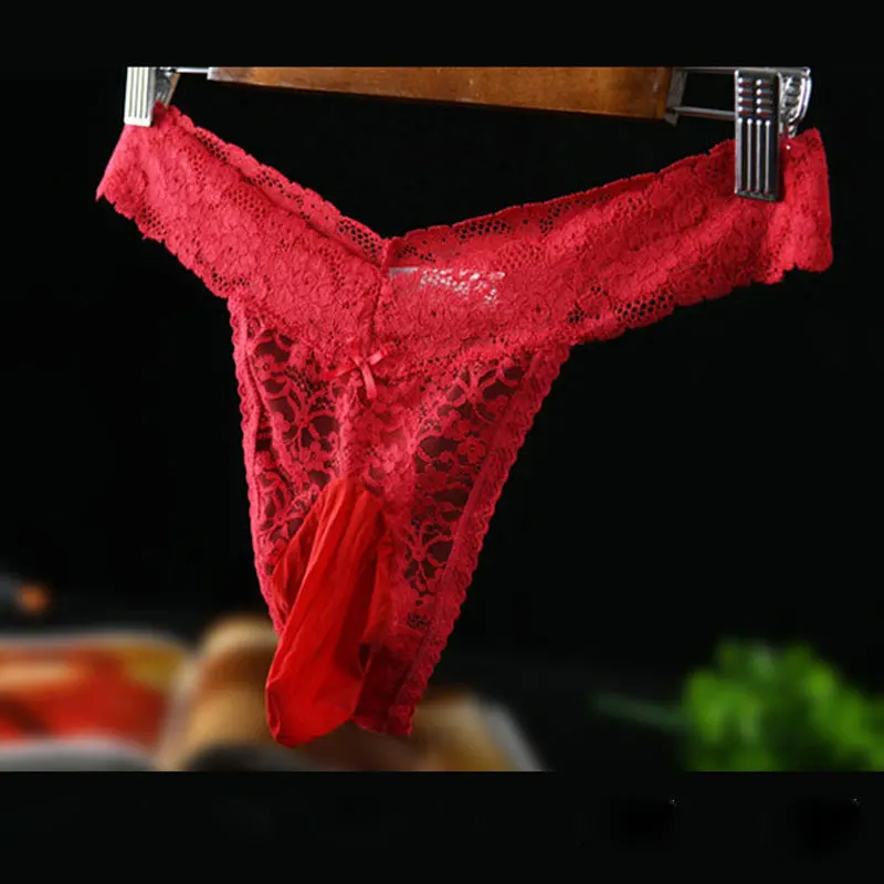Sexy Panties Sissy Lace U Convex Penis Pouch tanga hombre See Thro G String Homme Erotic Lingerie Men Underwear Thong Panties