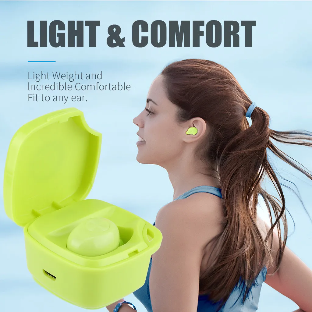Лучшие продажи продукты Беспроводной Спортивные Bluetooth наушники с зарядный чехол для занятий спортом одно ухо для wearable devices(носимое устройство - Цвет: Green