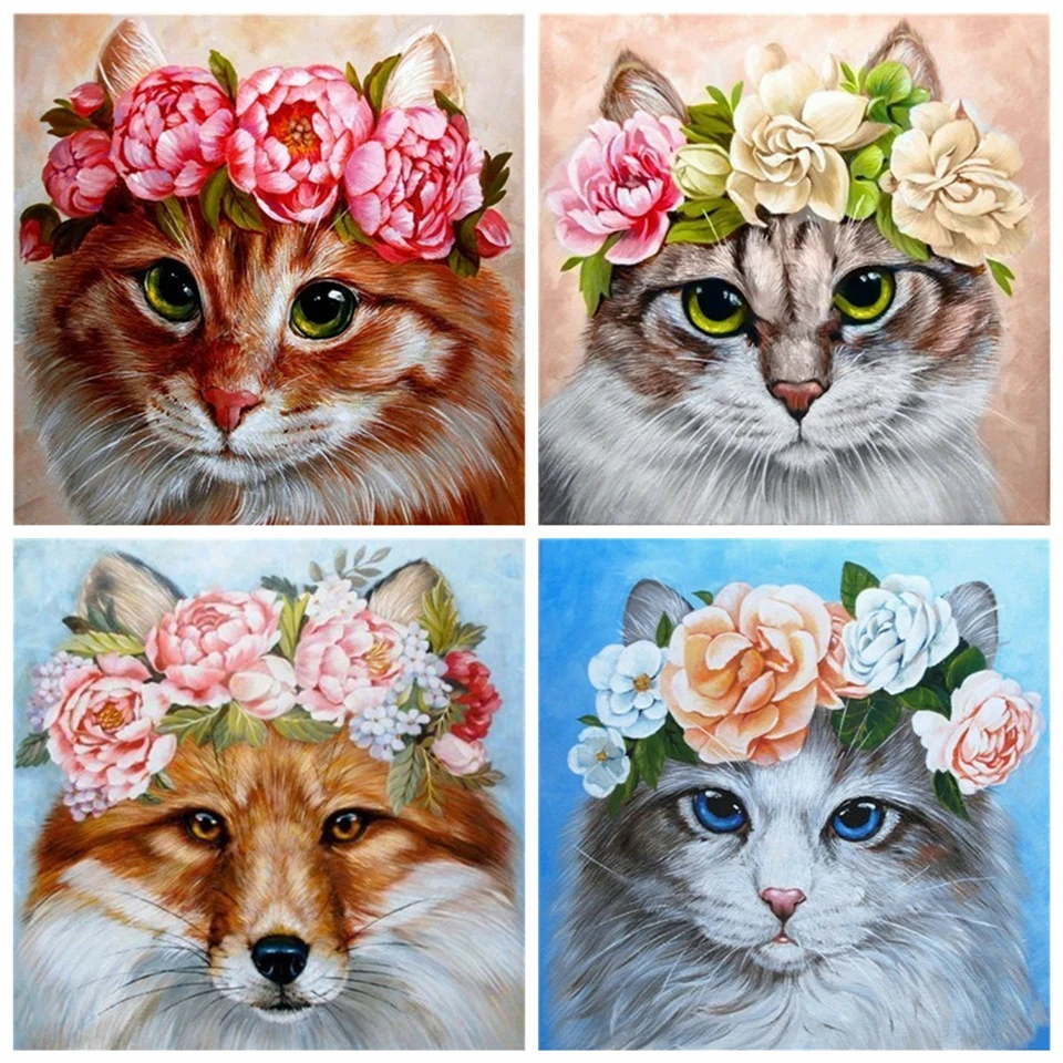 AZQSD Сделай Сам полностью квадратная Алмазная картина животное Рукоделие 5D картина Стразы Алмазная вышивка Мозаика Декор для дома, с изображением кота|Алмазная роспись, вышивка крестом|   | АлиЭкспресс