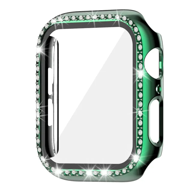 Diamond Bumper Protective Case for Apple Watch Cover Series 7 6 SE 54 38MM 42MM For Iwatch 45mm 41mm 40mm 44mm Apple Watch Case Green