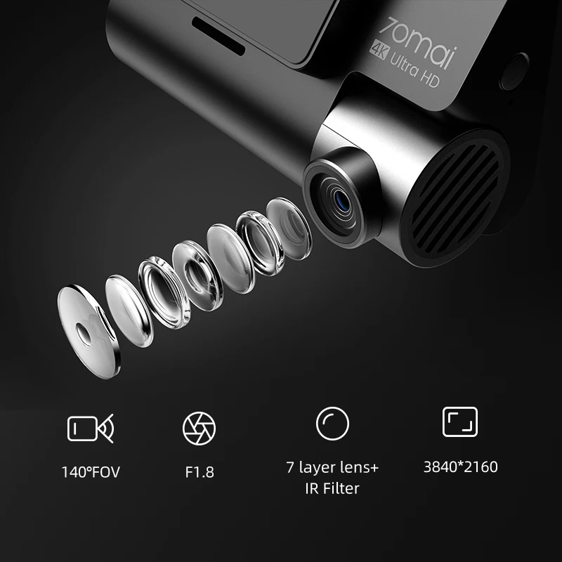 US $103.99 70mai A800 Dash Cam 4k Built In Gps Adas Real 4k Camera