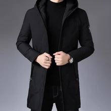 Зимняя качественная свободная теплая куртка, Черная мужская теплая куртка для отдыха, модная куртка на белом утином пуху, мужской стиль