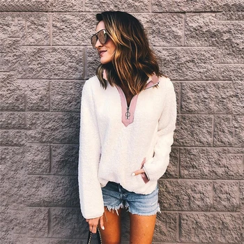 

Casual Fleece Pullover Winter Turtleneck Sweater Women Autumn Long Sleeve Faux Fur Warm Loose Casual Oversized Sweater Coat