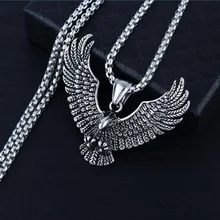 HNSP Punk Animal Eagle Pendant Necklace For Men Male 3.0MM Stainless steel Chains Gothic