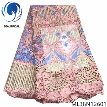 

BEAUTIFICAL african fabrics embroidery mesh lace fabric with stones elegant french net lace fabric for dress 5yards ML38N126