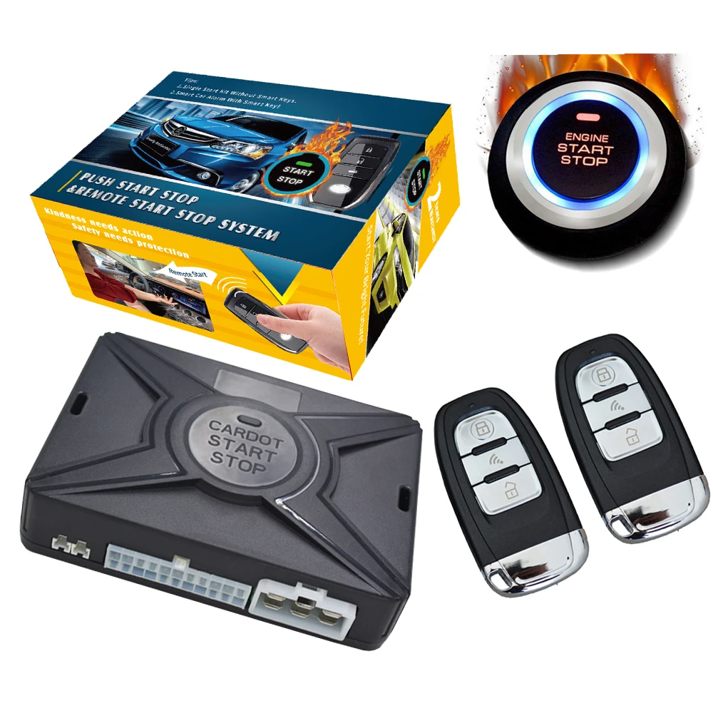Cardot Russian Free Shipping Pke Passive Keyless Entry Smart Anti-Thief  Push Button Start Stop Car Alarms
