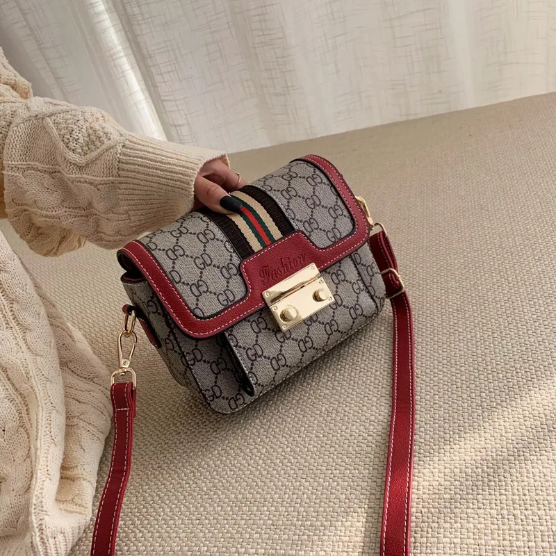 

New High Quality PU Leather Women's Wild Nature Designer Luxury Brand Female GG Bag Handle Handbag Wild Shoulder Messenger Bag