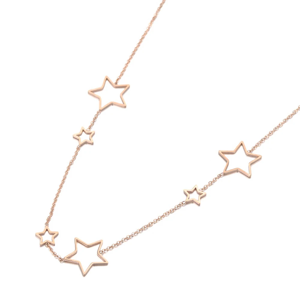 Rose Gold Lokaer дизайн из нержавеющей стали полый чокер со звездой ожерелье s ювелирные изделия Роза Подвеска для золотой цепочки ожерелье для женщин N19121 - Окраска металла: Rose Gold