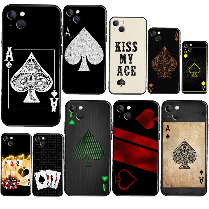 Ace of Spades Poker Case For iPhone 13 Pro Max 12 mini XS X XR Phone Cover For iPhone 11 Pro Max 8 7 Plus Case mous wallet