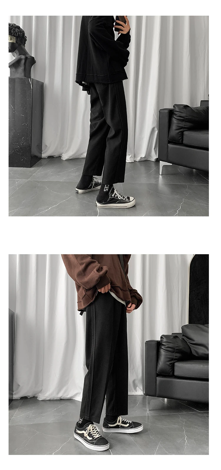 Мужские повседневные брюки осень и зима новые свободные прямые повседневные брюки для молодых людей индивидуальная модная мужская одежда