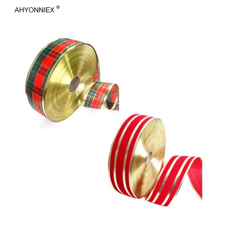 

1PC colorful Scottish plaid ribbon christmas ribbon X-max tree decorations chirstmas handmade DIY party ribbon accessories