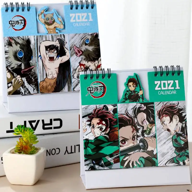 Calendario de escritorio Demon Slayer Kimetsu No Yaiba, calendario de mesa con recordatorio de fecha, planificador, Anime, 2021