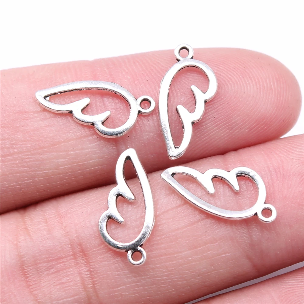 

160pcs Charms 16x8mm Angel Wing Charms For Jewelry Making DIY Jewelry Components Antique Silver Plated Alloy Charms Pendant