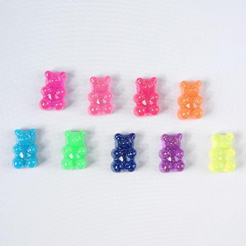 Resina Flatback Gummy Bear Encantos, Cabochões, DIY Scrapbooking Embellishment, Decoração Artesanato, 20x13mm, 32Pcs