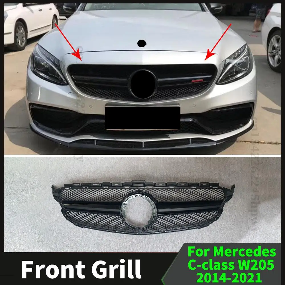 

Facelift Front Grille Racing Grill Bumper Grille Mesh For Mercedes C W205 2014 2015 2016 2014-2021 GT AMG C180 C200 C300 C260