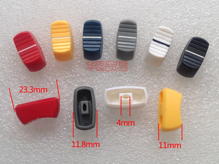 6pcs Mixer Console Equalizer Oval 4mm Fader Knob Cap / Slide Potentiometer Iron Handle Plastic Handle Fader Cap Monochrome