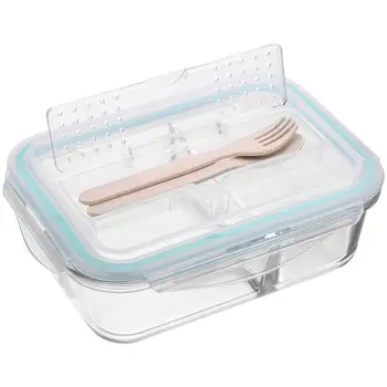 

Send Cutlery Separate Glass Lunch Box Microwave Lunch Box Office Worker Lunch Box Student Female Fresh Bowl with Lid Food Warmer