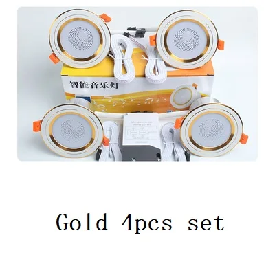 Remote Control Led Ceiling Round Downlight Bluetooth 4.0 Music App Smart Light Fixtures For Home Baseus Kitchen Indoor Lighting Gold 4pcs set