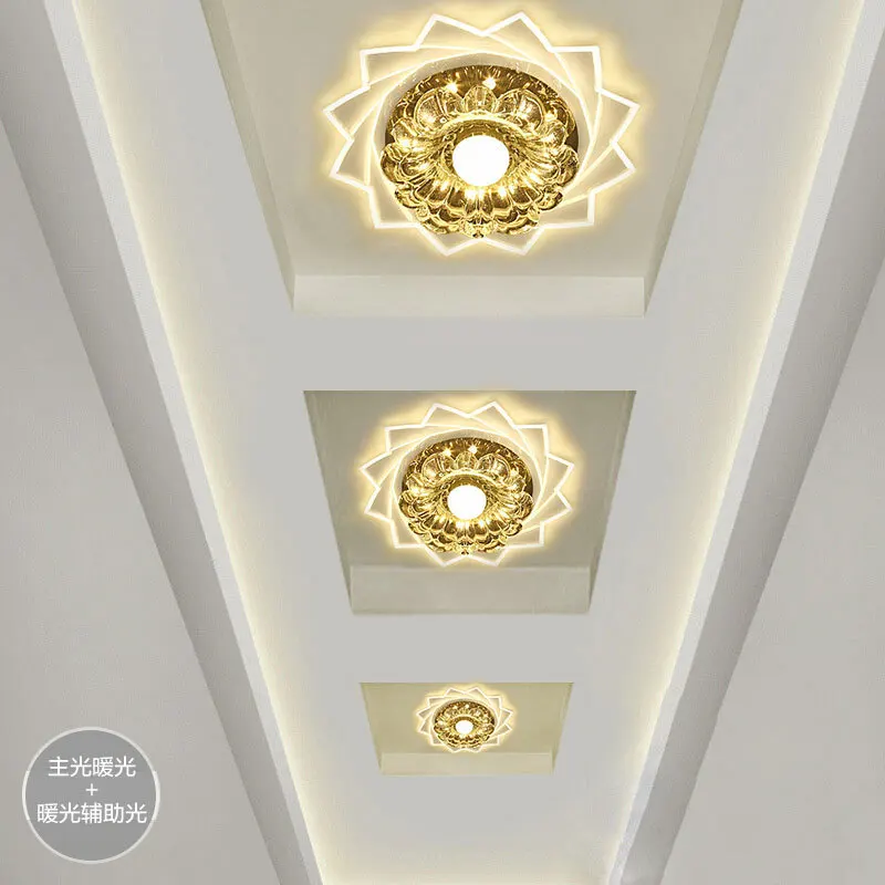 

Simple Surface Mounted Ceiling Light Living Room Entrance Channel Lights Concealed Circle Crystal Entrance Corridor Aisle Lights
