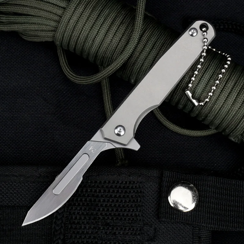 HWZBBEN Scalpels EDC медицинский нож складной из титанового сплава с 10 шт. NO.24 лезвиями