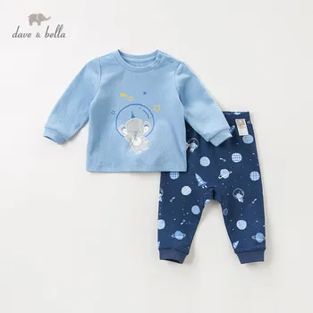 

DBH11353 dave bella Pajamas set for children autumn Boys Kids home Clothing Cartoon long Sleeve baby Sleepwear Suit