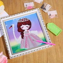 Детский точечный рисунок большой размер 25X25 см ручная работа в рамке креативная платиновая алмазная живопись DIY подарочные наборы