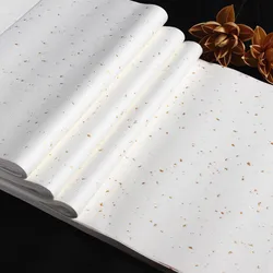 Gold Foil Xuan Paper Chinese Handmade Semi-Raw Rice Paper 10pcs Chinese Calligraphy Painting Xuan Paper with Dragon Pattern