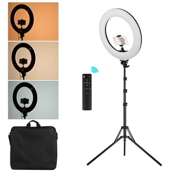

18 Inch LED Ring Light 60W Dimmable Lamp 3000-6000K Lighting with Ballhead Phone Holder for Photography Shooting Makeup Vlogging