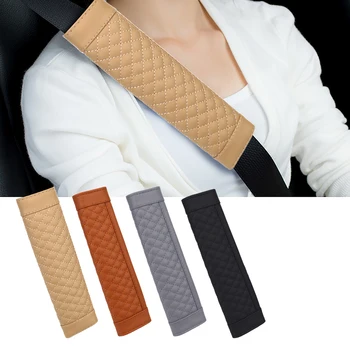 

LEEPEE 2 Piece/set Interior Accessories Seatbelt Padding PU Leather Car Seat Belt Cover Shoulder Strap Pad Soft
