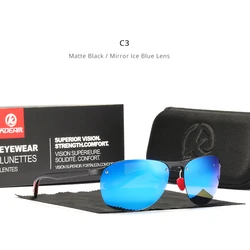 Rimless Oval Men's Polarized Sunglasses with TR90 Frame & Soft Rubber Tips (C3Mirrored Ice Blue)