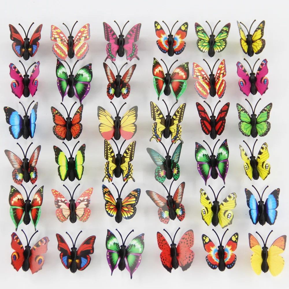 

100PCS Party 3D Butterfly Wall Decals Sticker DIY Home Decoration Art Mural 4.5cm Multiple Color Birthday Christmas
