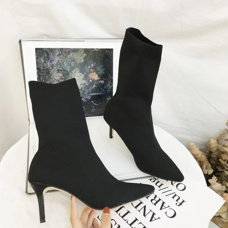 Bootee/женские ботинки г. Обувь с острым носком женские капроновые носки на высоком каблуке со шнуровкой с острым носком из искусственной кожи в римском стиле без застежки - Цвет: 1