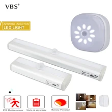 Светодиодная подсветка под шкаф 6/10 светодиодный s PIR светодиодный датчик движения светильник для шкафа лестницы кухонный шкаф кровать ночной Светильник luces