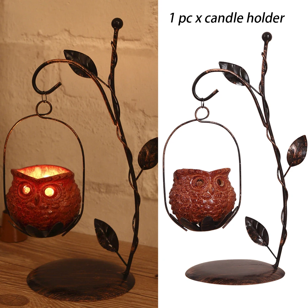 Прочные украшения в форме совы, подсвечник для кафе, железный художественный фонарь, аксессуары для домашнего подарка, подсвечник, Рождественские Свадебные украшения