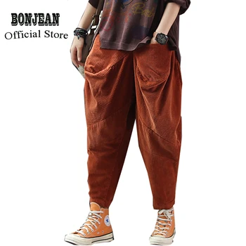 

Womens Corduroy Bottom Pants Joggers Long Loose Big Oversized Straight Retro Vintage Fashion Casual for Autumn Winter AZ27311519