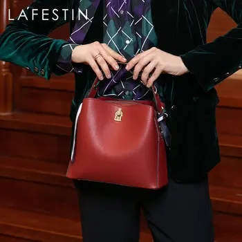 

LAFESTIN 2019 New Fashion Large Capacity Shoulder Messenger Bag women handbags Luxury Bucket Bag