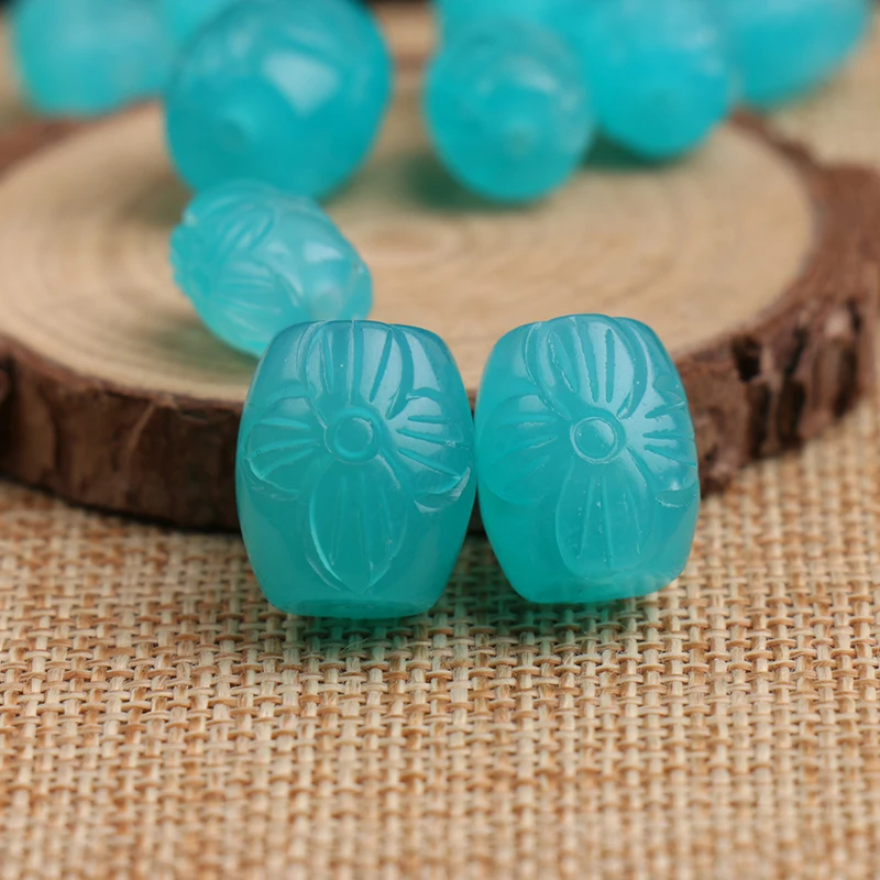 Один кусок зеленый Амазонит CARVER Цветок Столб для DIY ювелирных изделий Свободные beadsFPPJ Природный камень