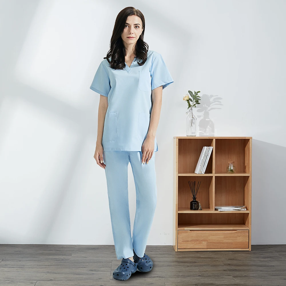 Hospital Operating Room Black Blue Nurse Scrubs Set Beauty Salon Work  Uniform Medical Surgical Tops Pants Pet Doctor Workwear