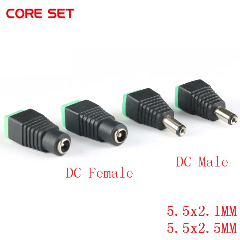 

10Pcs 5.5x2.5 Female Male DC Power Plug Adapter for 5050 3528 5060 Single Color LED Strip and CCTV Cameras 5.5x2.1mm