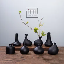 Florero pequeño de cerámica negra para decoración del hogar, florero pequeño para mesa, adorno artesanal, novedad, gran oferta