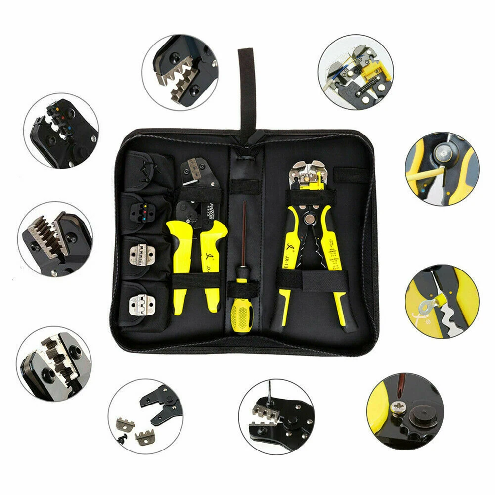 Insulated 4 In 1 Wire Terminal With Bag Connector Replacement Labor Saving Multiple Specifications Crimping Pliers Set Portable