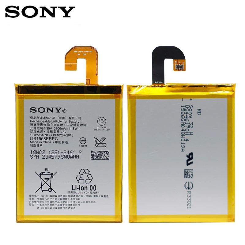 SONY Original LIS1558ERPC аккумулятор для телефона 3100 мАч Sony Xperia Z3 L55T L55U D6653 D6603 D6633 D5803 D5833 D6616