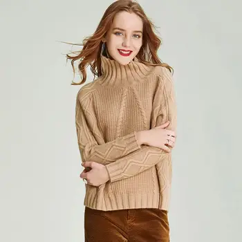 

HAVVA 2019 Winter New Arrival Women’s Turtleneck Sweater Women Solid Color Wild Loose Pullover Sweater Female Top M5007