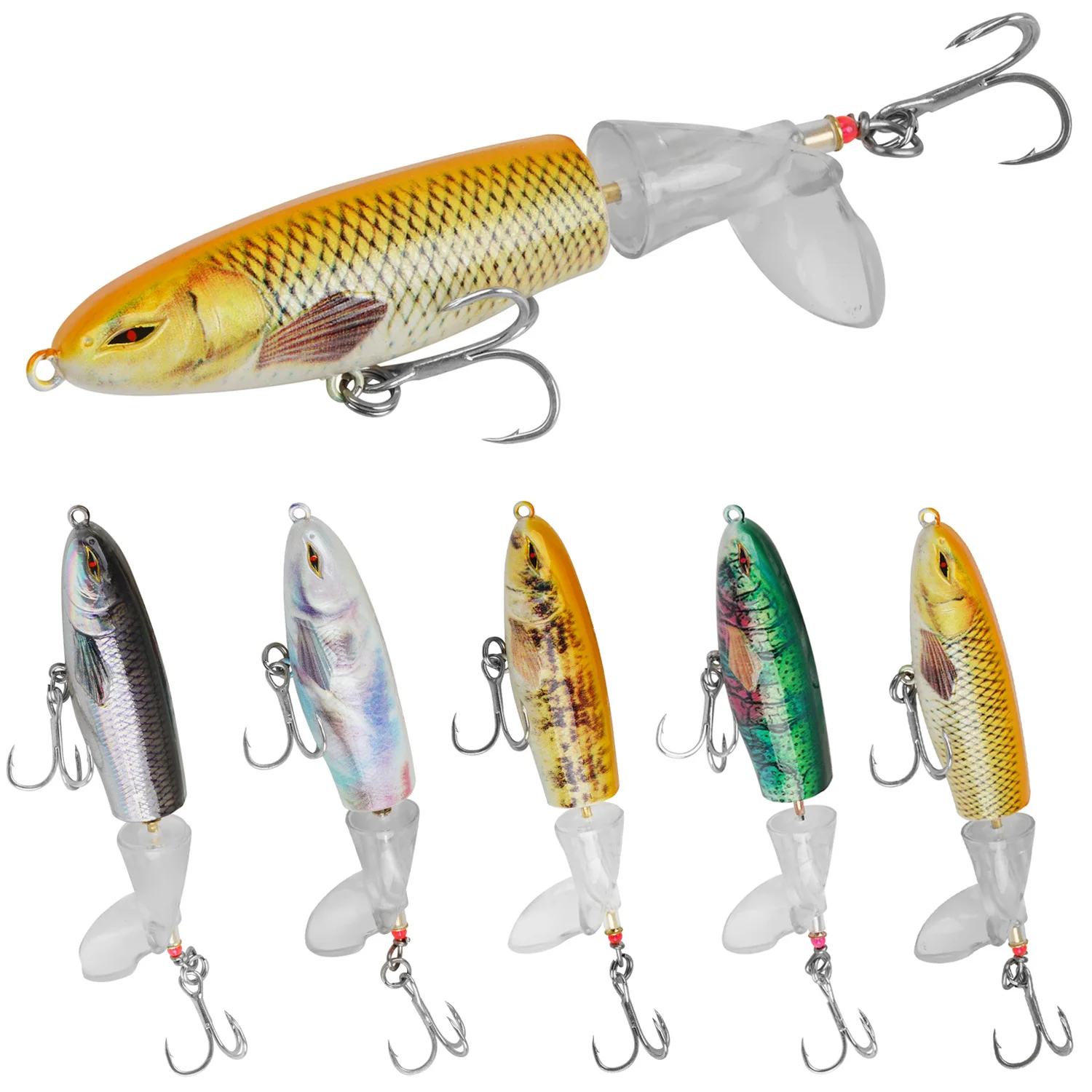 

5 шт. приманка для рыбной ловли Topwater, 14 г, искусственная жесткая приманка, мягкая искусственная приманка с тройными крючками, рыболовная снасть, приманка для окуня