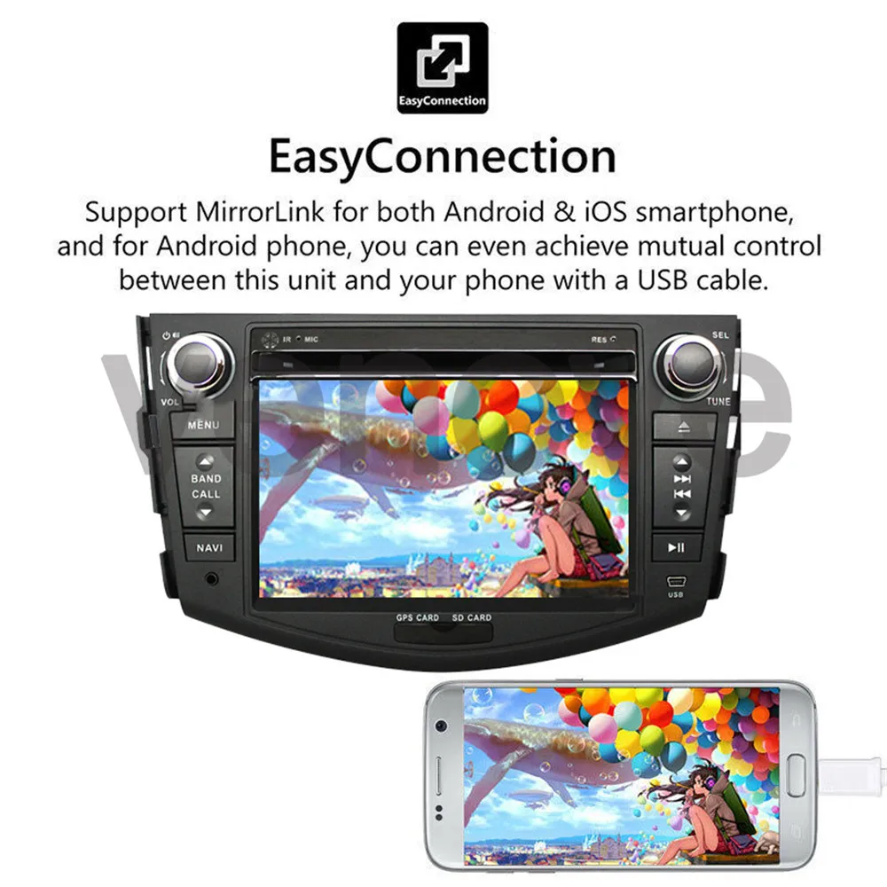 Best 7" Quad Core Car DVD Player for Toyota Rav4 RAV 4 Android 9.1 2din Car Radio Audio Video Auto Stereo GPS Navigation WIFI 4