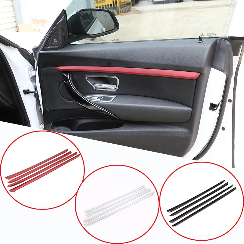 Xotic Tech 4x Red Interior Door Molding Trim Strips For BMW 3 Series F30 F31 2012-2018