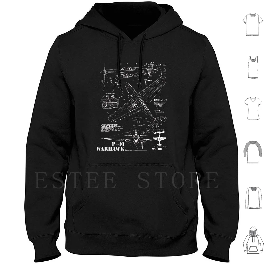 P-40 Warhawk Hoodie Long Sleeve Spitfire Ww2 Warthunder World Of Warplanes Flight Airplane Fighter Jet | Мужская одежда