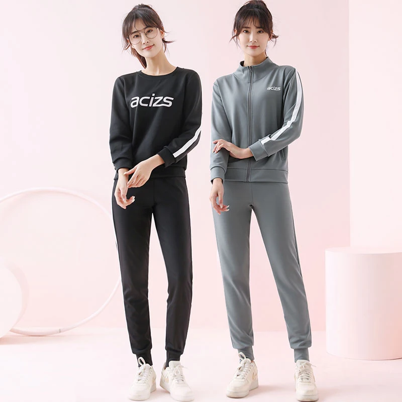 

women's tracksuit yoga set long sleeve zipper sport suit two piece set running tights workout for woman gym clothes 2020