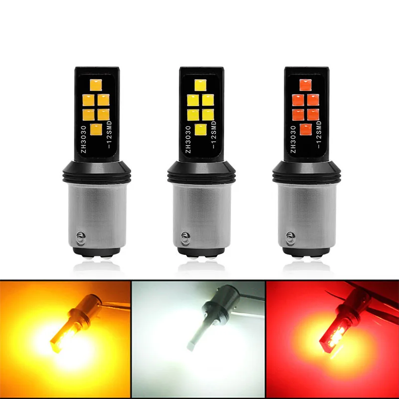 1X S25 1156 BA15S P21W 1157 BAY15D P21/5W 7443 de 3157 Canbus luz indicacion giro coche 3030 12SMD lampara freno aut|Сигнальная лампа|